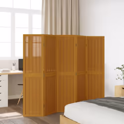 vidaXL Room Divider Panel Office Privacy Screen Brown Solid Wood Paulownia - 40 x 160 cm/ 5 piece
