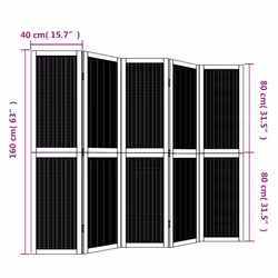 vidaXL Room Divider Panel Office Privacy Screen Brown Solid Wood Paulownia - 40 x 160 cm/ 5 piece