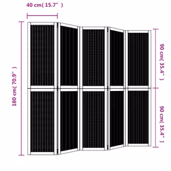 vidaXL Room Divider Panel Office Privacy Screen Brown Solid Wood Paulownia - 40 x 180 cm/ 5 piece - Additional view 3