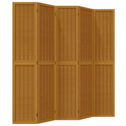 vidaXL Room Divider Panel Office Privacy Screen Brown Solid Wood Paulownia - 40 x 200 cm/ 5 piece