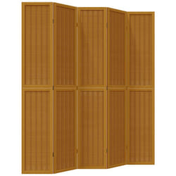 vidaXL Room Divider Panel Office Privacy Screen Brown Solid Wood Paulownia - 40 x 220 cm/ 5 piece