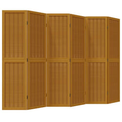 vidaXL Room Divider Panel Office Privacy Screen Brown Solid Wood Paulownia - 40 x 160 cm/ 6 piece