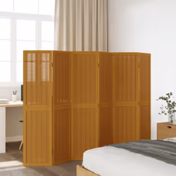 vidaXL Room Divider Panel Office Privacy Screen Brown Solid Wood Paulownia - 40 x 160 cm/ 6 piece
