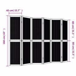 vidaXL Room Divider Panel Office Privacy Screen Brown Solid Wood Paulownia - 40 x 160 cm/ 6 piece
