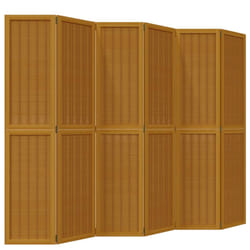 vidaXL Room Divider Panel Office Privacy Screen Brown Solid Wood Paulownia - 40 x 180 cm/ 6 piece