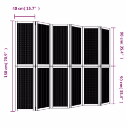 vidaXL Room Divider Panel Office Privacy Screen Brown Solid Wood Paulownia - 40 x 180 cm/ 6 piece