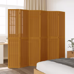 vidaXL Room Divider Panel Office Privacy Screen Brown Solid Wood Paulownia - 40 x 200 cm/ 6 piece - Additional view 2