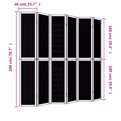 vidaXL Room Divider Panel Office Privacy Screen Brown Solid Wood Paulownia - 40 x 200 cm/ 6 piece - Additional view 3