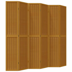 vidaXL Room Divider Panel Office Privacy Screen Brown Solid Wood Paulownia - 40 x 220 cm/ 6 piece