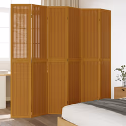 vidaXL Room Divider Panel Office Privacy Screen Brown Solid Wood Paulownia - 40 x 220 cm/ 6 piece