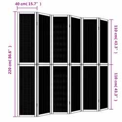 vidaXL Room Divider Panel Office Privacy Screen Brown Solid Wood Paulownia - 40 x 220 cm/ 6 piece