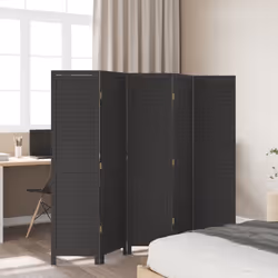 vidaXL Room DividerÂ 5 Panels Room Privacy Screen Black Solid Wood Paulownia - Additional view 2