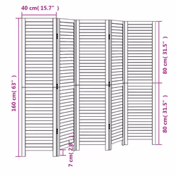 vidaXL Room DividerÂ 5 Panels Room Privacy Screen Black Solid Wood Paulownia - Additional view 7