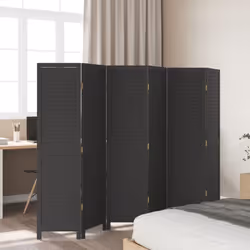 vidaXL Room DividerÂ 6 Panels Room Privacy Screen Black Solid Wood Paulownia - Additional view 2