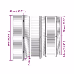 vidaXL Room DividerÂ 6 Panels Room Privacy Screen Black Solid Wood Paulownia - Additional view 7