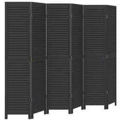 vidaXL Room DividerÂ 6 Panels Room Privacy Screen Black Solid Wood Paulownia