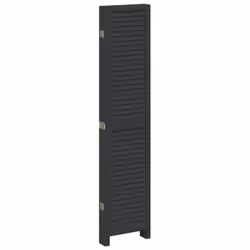 vidaXL Room DividerÂ 6 Panels Room Privacy Screen Black Solid Wood Paulownia - Additional view 4
