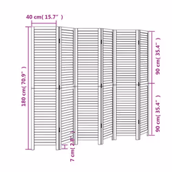 vidaXL Room DividerÂ 6 Panels Room Privacy Screen Black Solid Wood Paulownia - Additional view 7