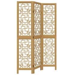 vidaXL Room Divider 3 Panels Office Privacy Screen Brown Solid Wood Paulownia