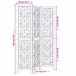vidaXL Room Divider 3 Panels Office Privacy Screen Brown Solid Wood Paulownia