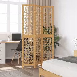 vidaXL Room Divider 3 Panels Office Privacy Screen Brown Solid Wood Paulownia