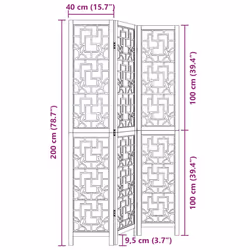 vidaXL Room Divider 3 Panels Office Privacy Screen Brown Solid Wood Paulownia