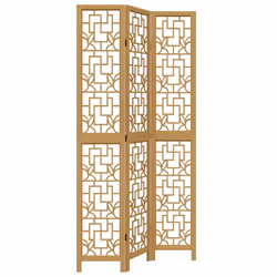 vidaXL Room Divider 3 Panels Office Privacy Screen Brown Solid Wood Paulownia