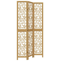 vidaXL Room Divider 3 Panels Office Privacy Screen Brown Solid Wood Paulownia