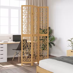vidaXL Room Divider 3 Panels Office Privacy Screen Brown Solid Wood Paulownia