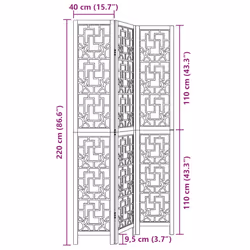 vidaXL Room Divider 3 Panels Office Privacy Screen Brown Solid Wood Paulownia - Additional view 6