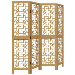 vidaXL Room Divider 4 Panels Office Privacy Screen Brown Solid Wood Paulownia