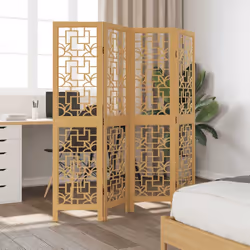 vidaXL Room Divider 4 Panels Office Privacy Screen Brown Solid Wood Paulownia