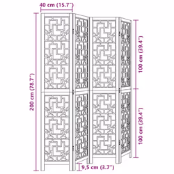 vidaXL Room Divider 4 Panels Office Privacy Screen Brown Solid Wood Paulownia - Additional view 6