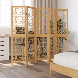 vidaXL Room Divider 5 Panels Office Privacy Screen Brown Solid Wood Paulownia - Additional view 2
