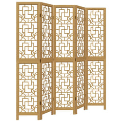 vidaXL Room Divider 5 Panels Office Privacy Screen Brown Solid Wood Paulownia