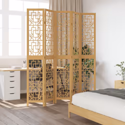 vidaXL Room Divider Privacy Screen Privacy Panel Brown Solid Wood Paulownia - 40 x 220 cm/ 5 piece - Additional view 2