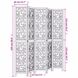 vidaXL Room Divider Privacy Screen Privacy Panel Brown Solid Wood Paulownia - 40 x 220 cm/ 5 piece - Additional view 3