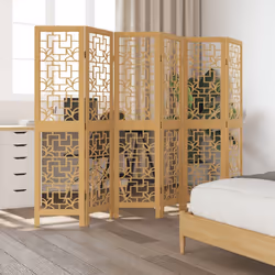 vidaXL Room Divider Privacy Screen Privacy Panel Brown Solid Wood Paulownia - 40 x 160 cm/ 6 piece - Additional view 2