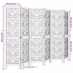vidaXL Room Divider Privacy Screen Privacy Panel Brown Solid Wood Paulownia - 40 x 160 cm/ 6 piece - Additional view 7