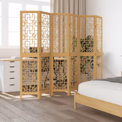 vidaXL Room Divider Privacy Screen Privacy Panel Brown Solid Wood Paulownia - 40 x 180 cm/ 6 piece - Additional view 2