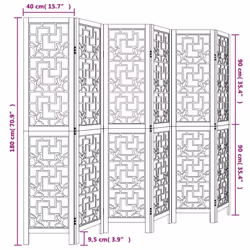 vidaXL Room Divider Privacy Screen Privacy Panel Brown Solid Wood Paulownia - 40 x 180 cm/ 6 piece - Additional view 7