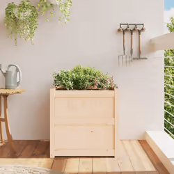 vidaXL Garden Planters Patio Flower Pot Plant Pot Planter Box Solid Wood Pine - natural pine, 1 pcs