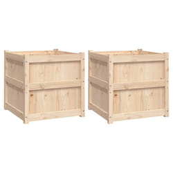 vidaXL Garden Planters Patio Flower Pot Plant Pot Planter Box Solid Wood Pine - natural pine, 2 pcs