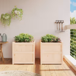 vidaXL Garden Planters Patio Flower Pot Plant Pot Planter Box Solid Wood Pine - natural pine, 2 pcs - Additional view 2