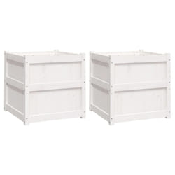 vidaXL Garden Planters Patio Flower Pot Plant Pot Planter Box Solid Wood Pine - white pine, 2 pcs