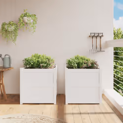 vidaXL Garden Planters Patio Flower Pot Plant Pot Planter Box Solid Wood Pine - white pine, 2 pcs