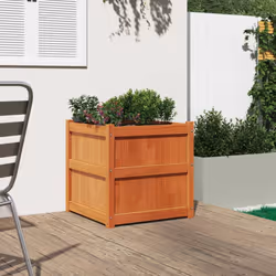 vidaXL Garden Planters Outdoor Flower Pot 2 pcs Wax Brown Solid Wood Pine - 1 pcs - Additional view 2
