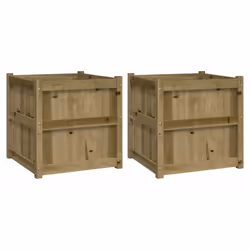 vidaXL Garden Planters Patio Flower Pot Plant Pot Planter Box Solid Wood Pine - natural impregnated, 2 pcs