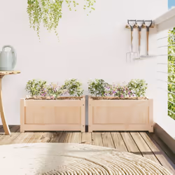 vidaXL Garden Planters Flower Pot Planter Box Plant Pot 2 pcs Solid Wood Pine
