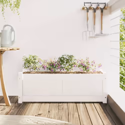 vidaXL Garden Planter Flower Pot Planter Box Plant Pot White Solid Wood Pine